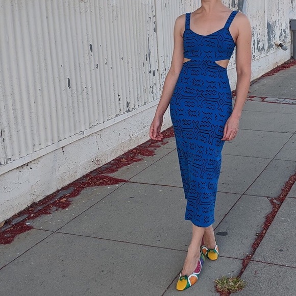 UO cut out Aztec dress in cobalt blue S - Picture 4 of 12